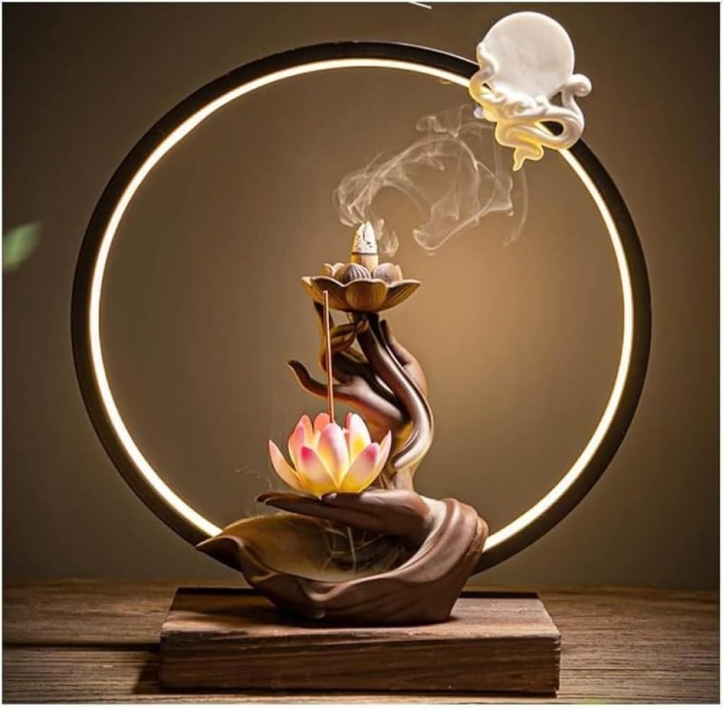 GEBYUI Backflow Incense Burner Buddha Sculpture Dual Use Cone Stick
