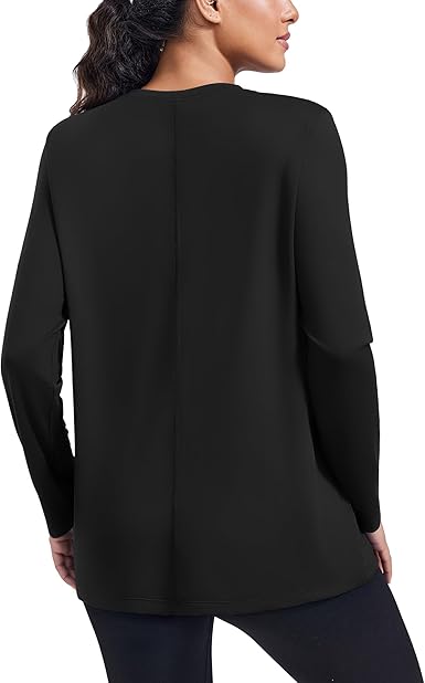 PINSPARK Workout Tops for Women Long Sleeve Yoga Shirts Crew Neck Athletic Top Loose Fit for Running Gym Hiking