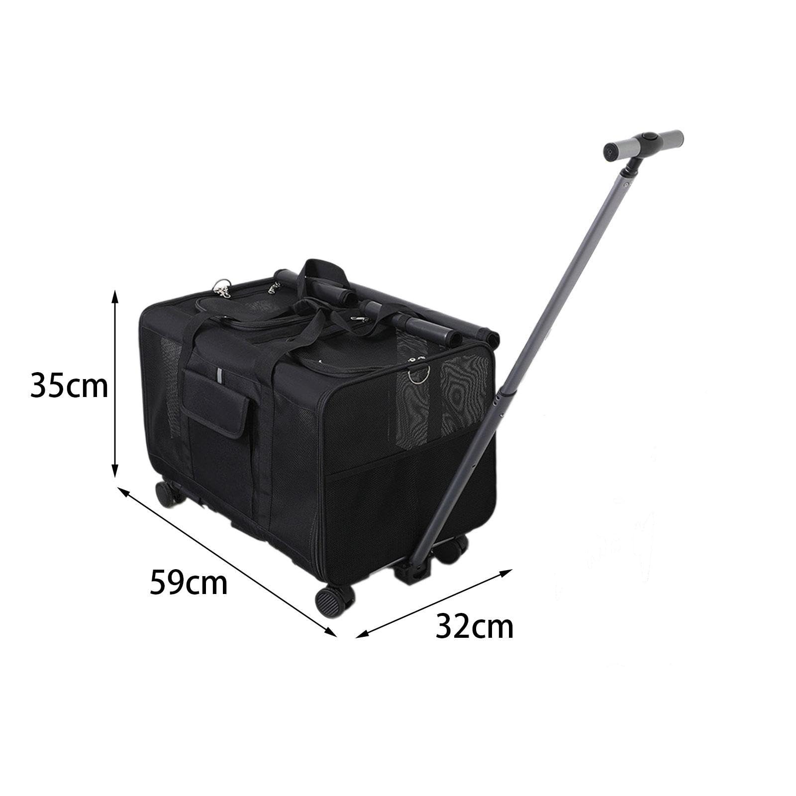 Generic Dog Cat Carrier with Wheels Rolling Cat Dogs Carrier,Breathable,Portable,Detachable,Folding Travel Bag for Cats Kitten Dogs, Black, Medium