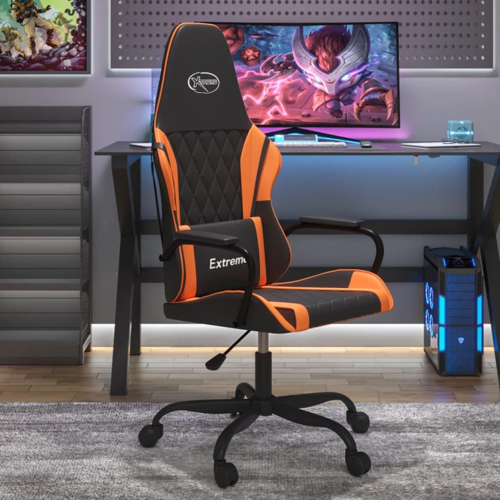 Genérico Silla Gaming de Masaje Cuero sintético Negro y Naranja,Mobiliario,Sillas,Sillas gaming-345539