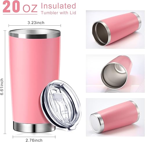Miniatura 2 de Sieral Paquete de 36 vasos de acero inoxidable de 20 onzas a granel con tapa con aislamiento al vacío de doble pared, taza de café de viaje con