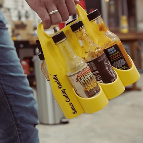 Miniatura 5 de Portador de 6 botellas para salsa picante, capacidad para botellas estándar de 5 onzas, organizador de salsa picante, soporte para condimentos