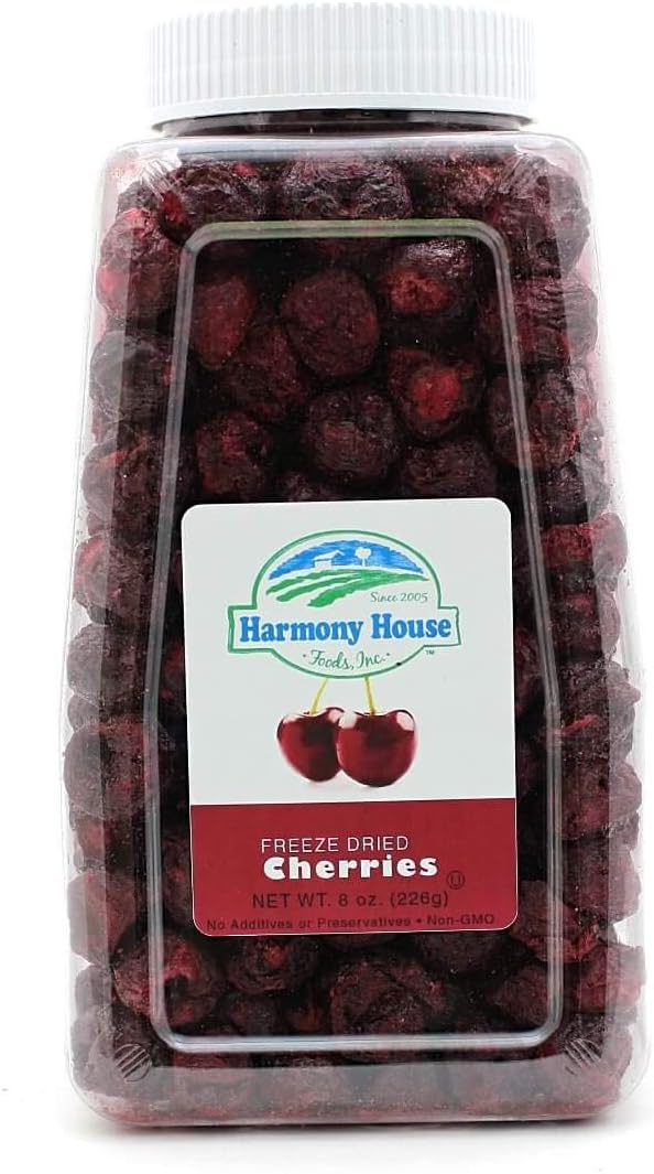 Harmony House Foods Freeze-Dried Cherries, whole (8 oz, Quart Size Jar)