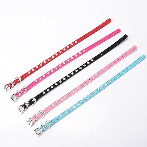 Miniatura 2 de Serijoars Collar para cachorro con diamantes de cristal coloridos y brillantes para perritos pequeños y gatos (XS, rojo)