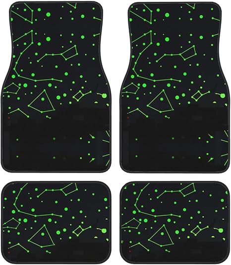 Glow in Dark Zodiac Star Waterproof Car Mats Full Set-4mm Thick Diving Material-Premium Car Accessories Cute Car Rug