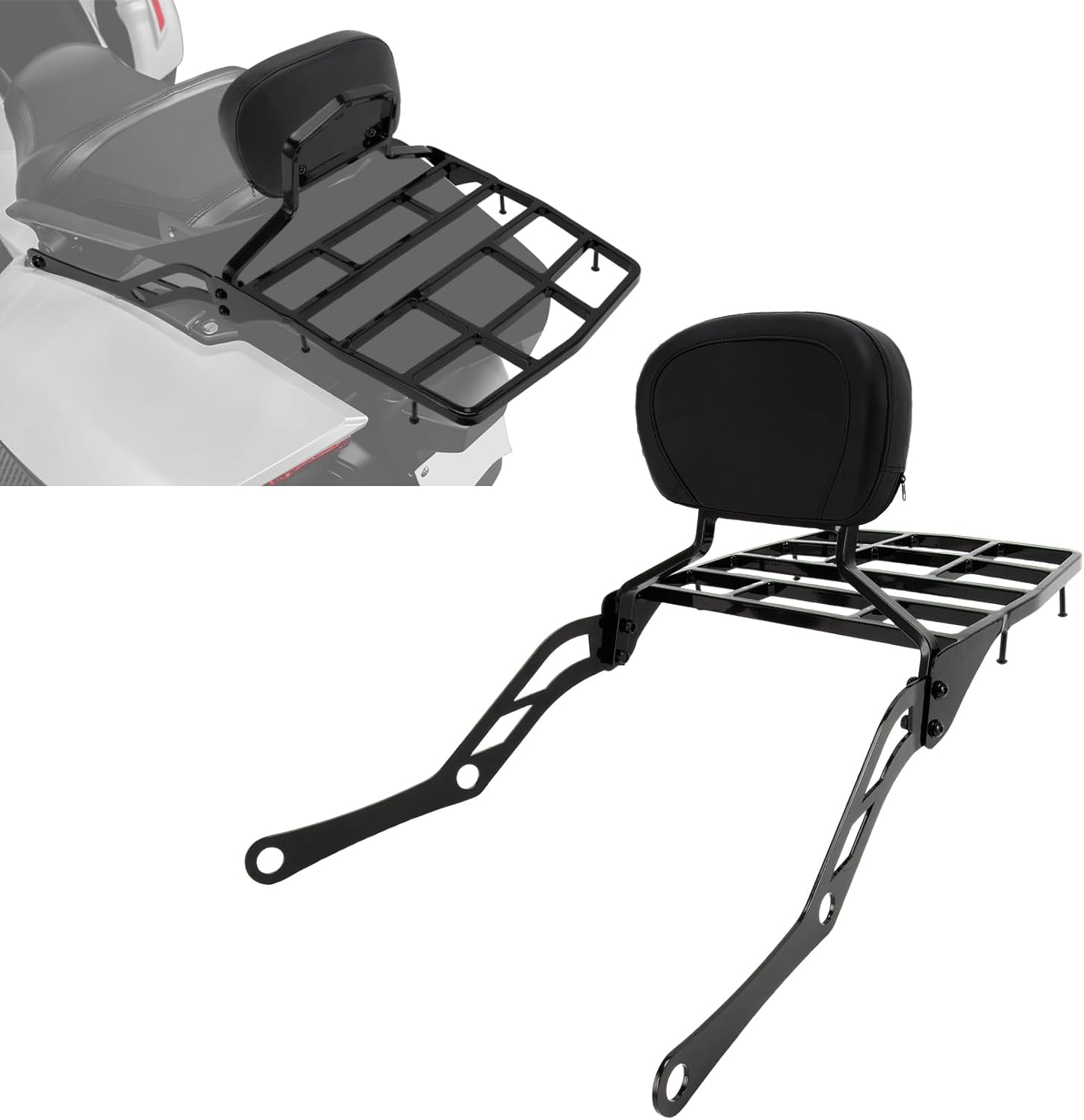 PSLER Rear Passenger Backrest Sissy Bar with Luggage Rack Fit for Spyder F3 F3-S F3-T 2015-up Gloss Black