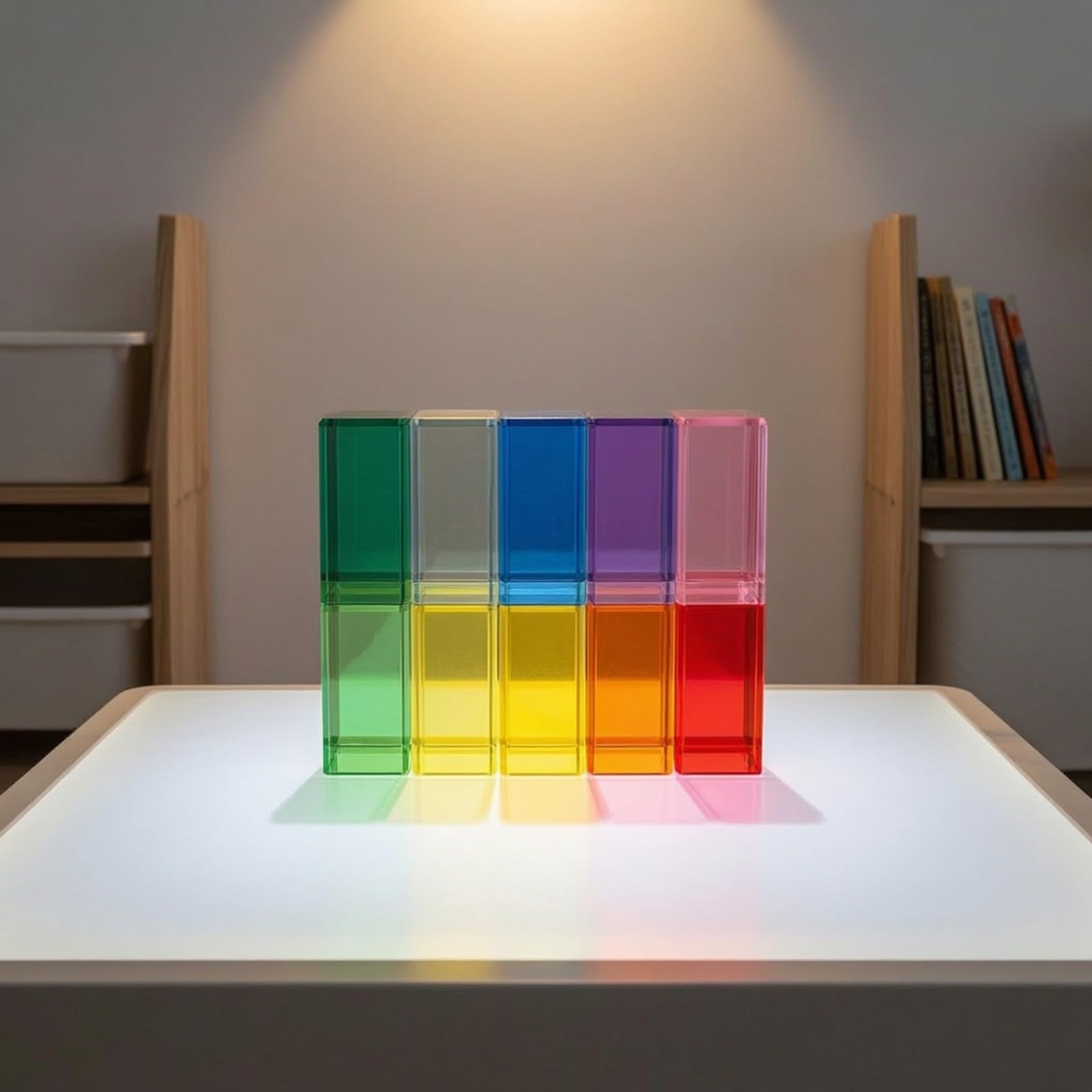 harayaa 10 Pezzi Mattoncini Classici Colorato | Finitura Brillante, Prismi Rettangolari, Mattoncini Colorati, per Tavolo Luminoso, Aula