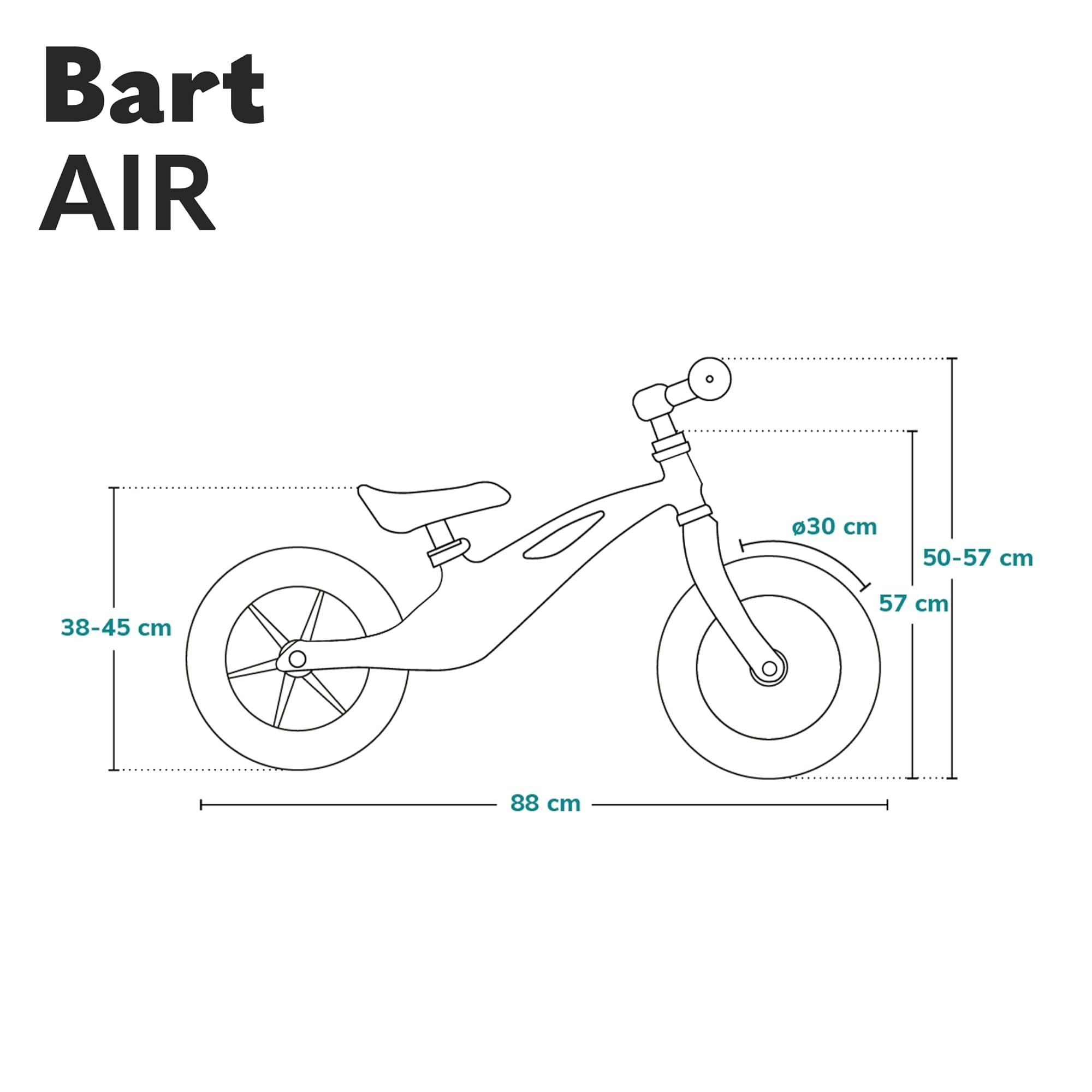lionelo Bart Bicicleta sin Pedales de 2 años hasta 30kg, Cuadro de magnesio, al Estilo Deportivo, Ruedas 12", Altura de Manillar y sillín Regulable, Muy Robusta y Ligera (Negro, Bart Air)