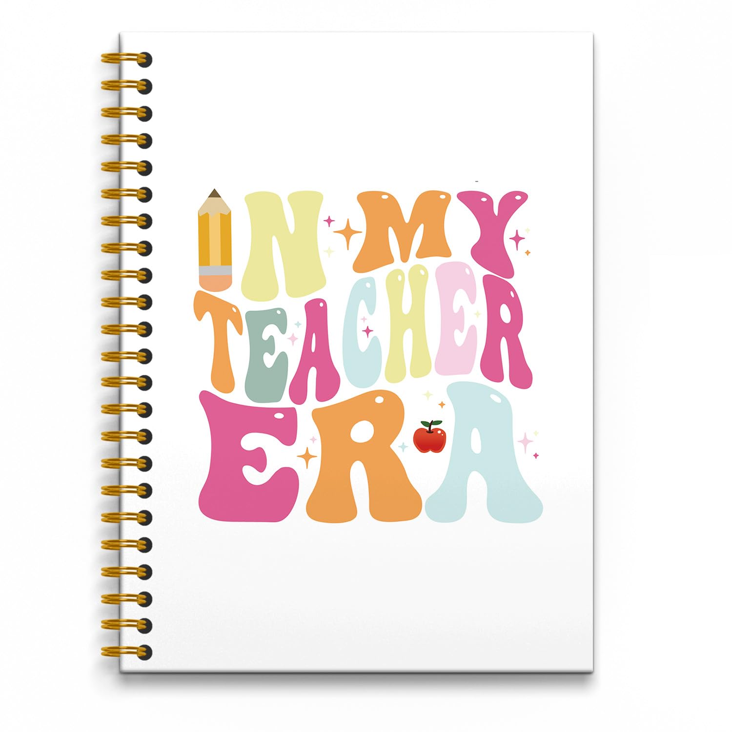 RUNMESS Spiral-Tagebuch, mit Aufschrift "In My Teacher Era", 14 x 21 cm, liniertes Spiralnotizbuch, beste Lehrergeschenke für Frauen, Lehrer-Tagebuch, Notizbuch, Geschenk, 160 Seiten