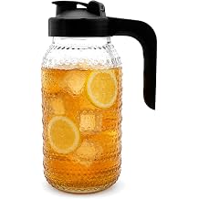 Glass Pitcher with Lid, 64 oz Mason Jar Pitcher for Cold Brew and Iced Tea