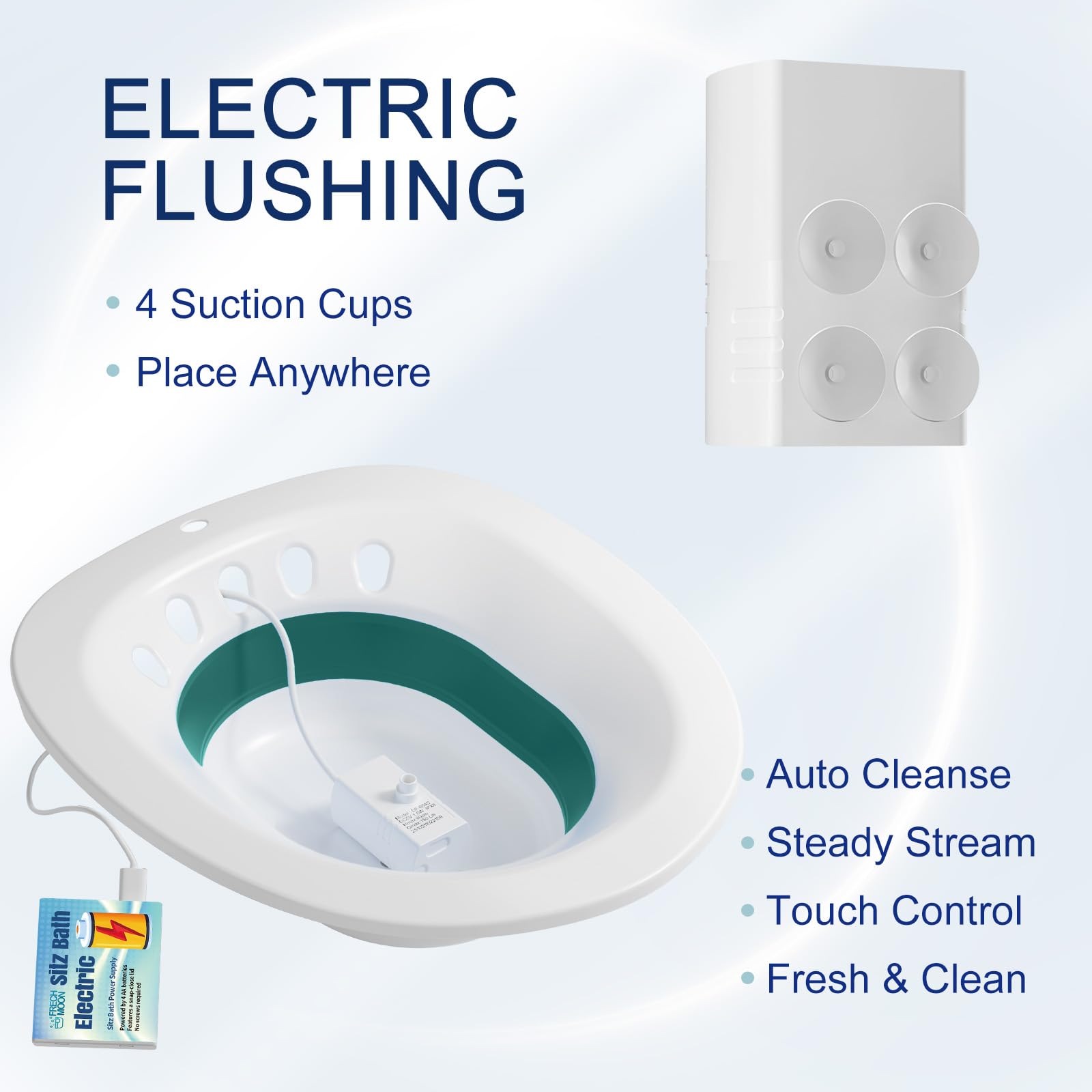 FRECHMOON Electric Sitz Bath for Toilet Seat, Hemorrhoids and Postpartum Care - Yoni Steam Seat - Perineal Soaking, Collapsible, Wide Seat, Deeper Bowl - Use w/Sitz Bath Salt - Forest Green