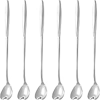 Vista 12 de NMQLX Juego de cucharas de postre, 6-16 cucharas de acero inoxidable con forma de flor de 7 pulgadas, cuchara de frutas para helado para el hogar