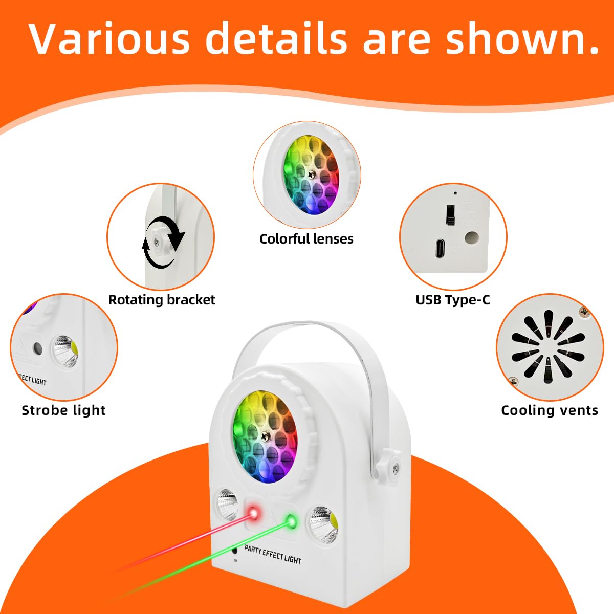 Disco-Partykugel-Licht, aus ABS-Material, mit Fernbedienung, dynamischem LED-Ambientelicht, DJ-Licht, geeignet für Familienfeiern/Partys/Hochzeiten/Bühnenbeleuchtung und andere Anlässe.