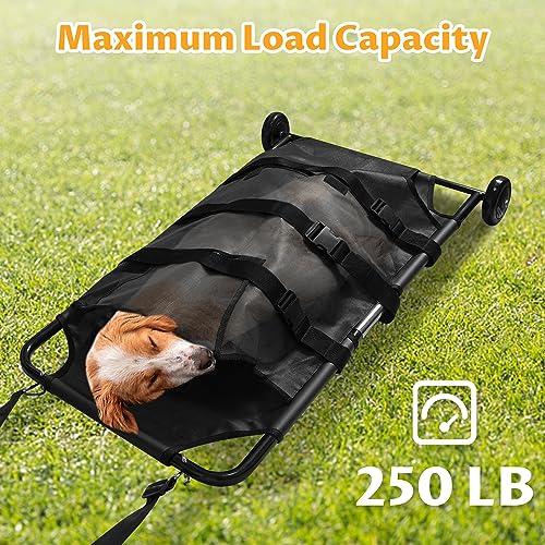 Pet Transport Large Dog Stretcher Max Loading 250lbs Stretcher with Noiseless Wheels, 45 x 22 Inch Animal Carry Stretcher for Emergency Use - Thumbnail 4