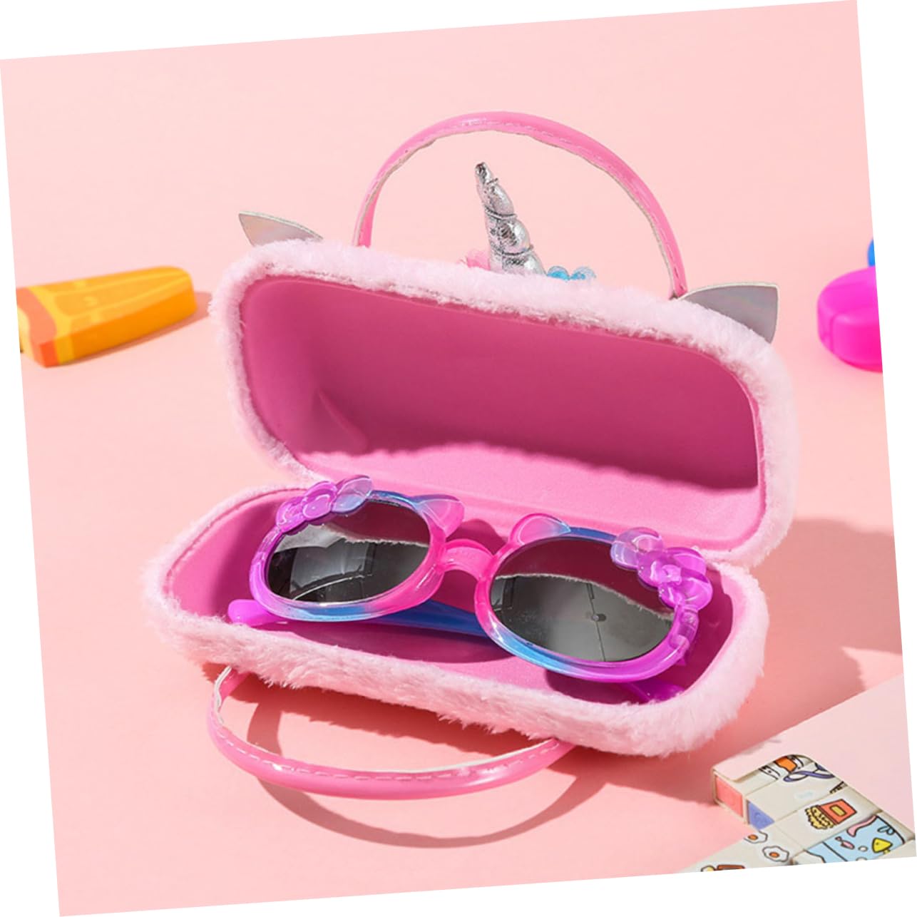 4 Stück Tragbare Brillentasche Tragbares Brillenetui Sonnenbrillenetui Organizer Zur Brillenaufbewahrung Aufbewahrungsbox Für Sonnenbrillen Handlich Geldbörse Rosa Kind Plüsch
