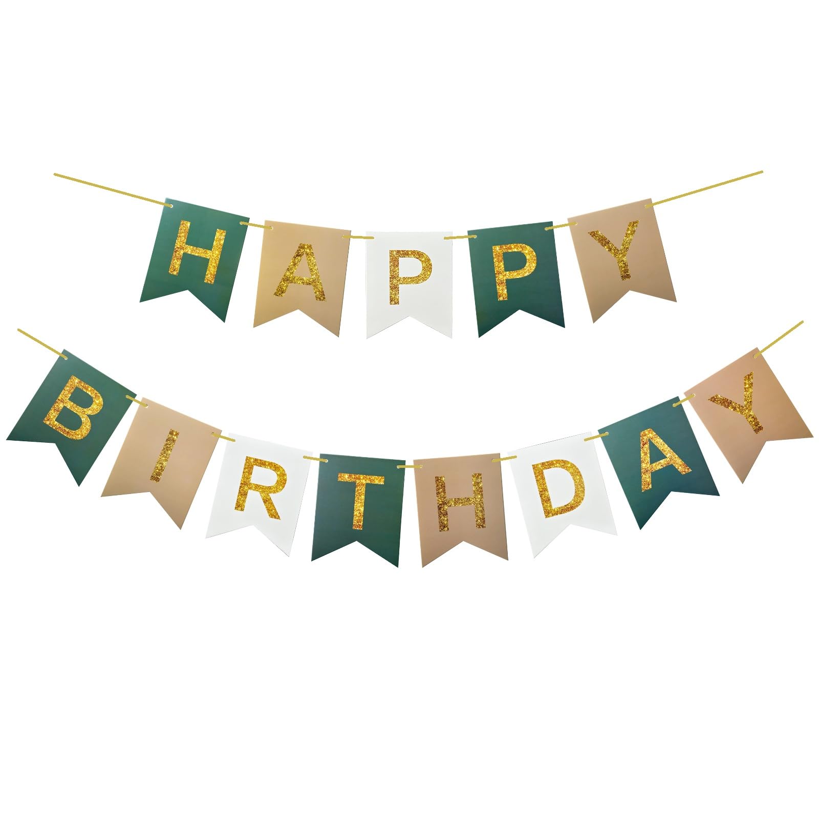 Brown Green Happy Birthday Banner, Happy Birthday Party Decorations for Adult Boy Girl, Birthday Party Banners Supplies