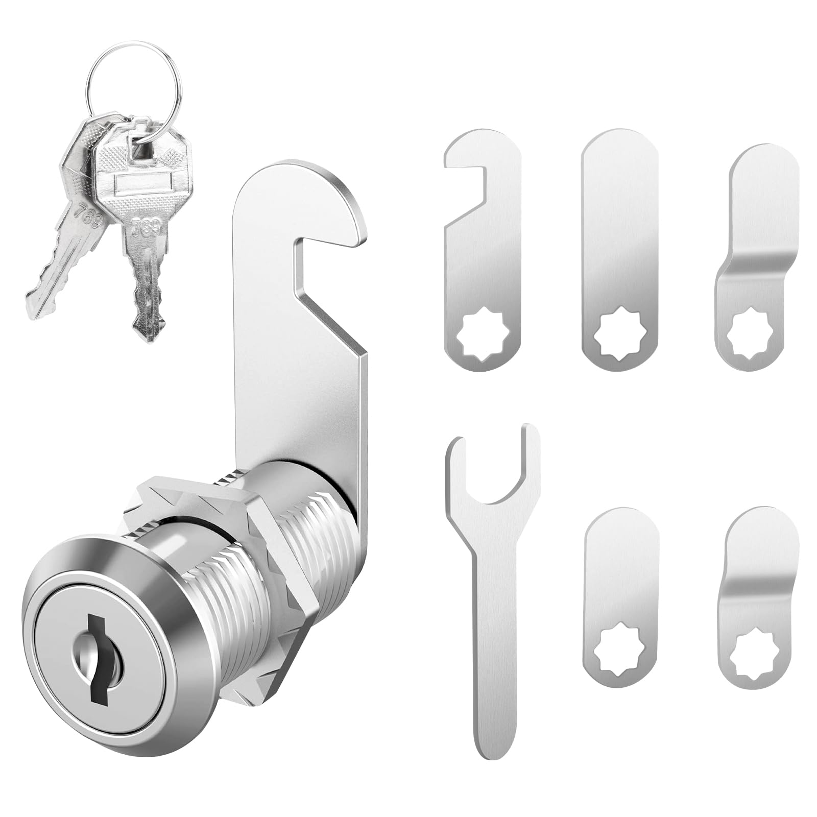 MXTIMWAN 16 mm Cerradura buzon Universal,Cerradura Taquilla Vestuario,Cerradura Armario con 5 Placas Diferentes y 2 llaves,Cerradura Universal de Seguridad,Cerradura de Cajones de Buzón de Muebles