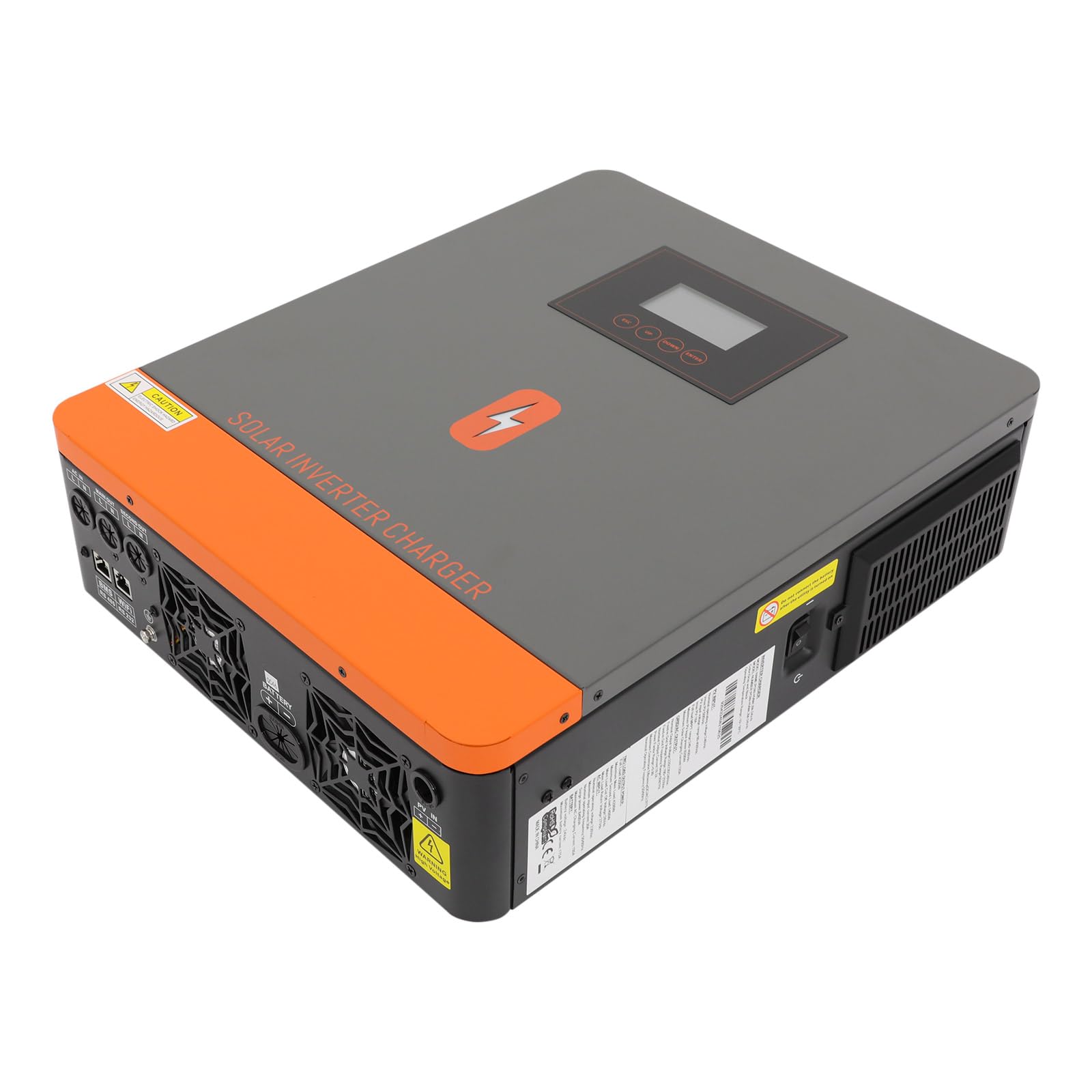 inversor hibrido 24v, CC 6200 W y CA 230 V, Todo en uno, Cargador híbrido, con batería de Litio de Plomo de 24 V y Pantalla LCD para casa, Autocaravana, camión