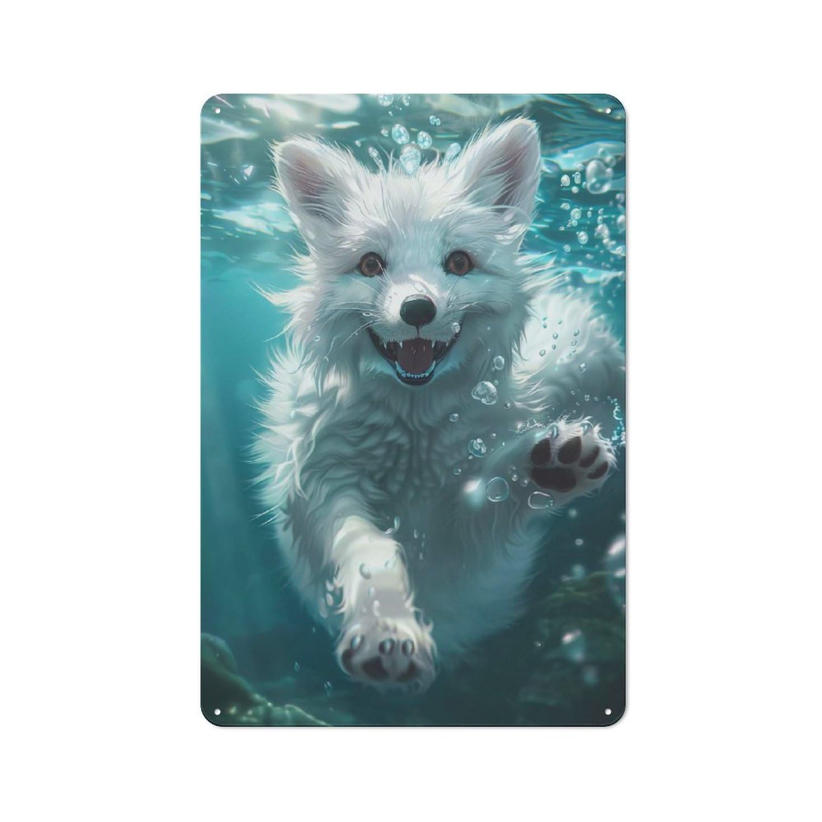 Junmoney Style-11 Tin Sign 30X20cm With Arctic Fox For Garage Wall, Rustic Decor, For Kitchen, Dining Room And Home Bar Wall Decor