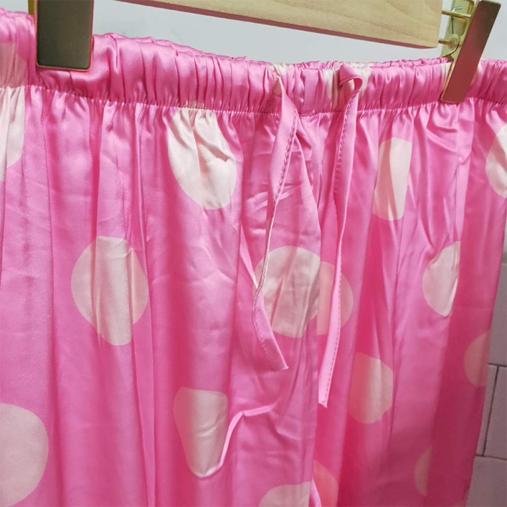 YUHOOE Pijamas De Mujer,Conjunto De Pijama De Satén De Seda Lindo Punto Rosa De Manga Larga con Botones Ropa De Dormir Pjs De Cuerpo Entero Sedoso Cómodo Y Suave Ropa De Dormir para Damas,Rosa,S