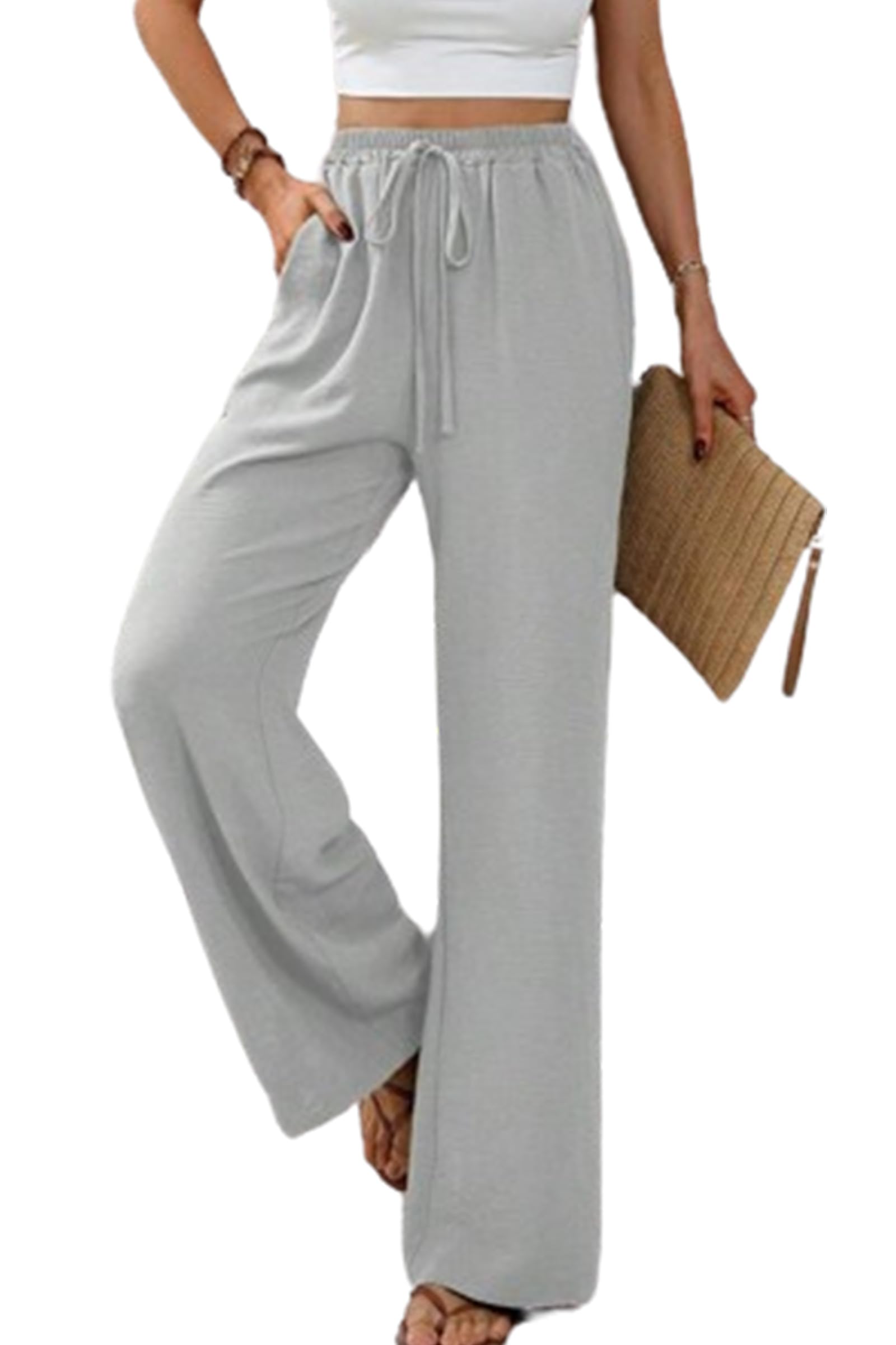 Kervaky Womens Casual Pants Loose Wide Leg Pants Casual Long Pants Casual Work Pants Wide Leg Pants