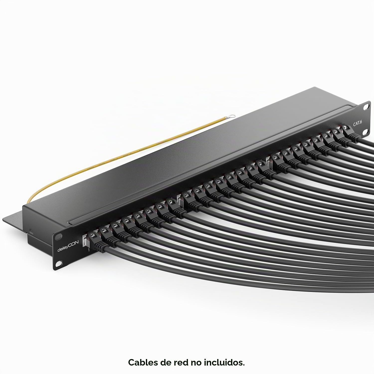 deleyCON CAT6 Patch Panel El Panel de Corrección 24 Puertos Escritorio 19" Pulgadas el Montaje en Rack Ensamblaje del Servidor 24x RJ45 Blindado TIA568A TIA568B - Negro