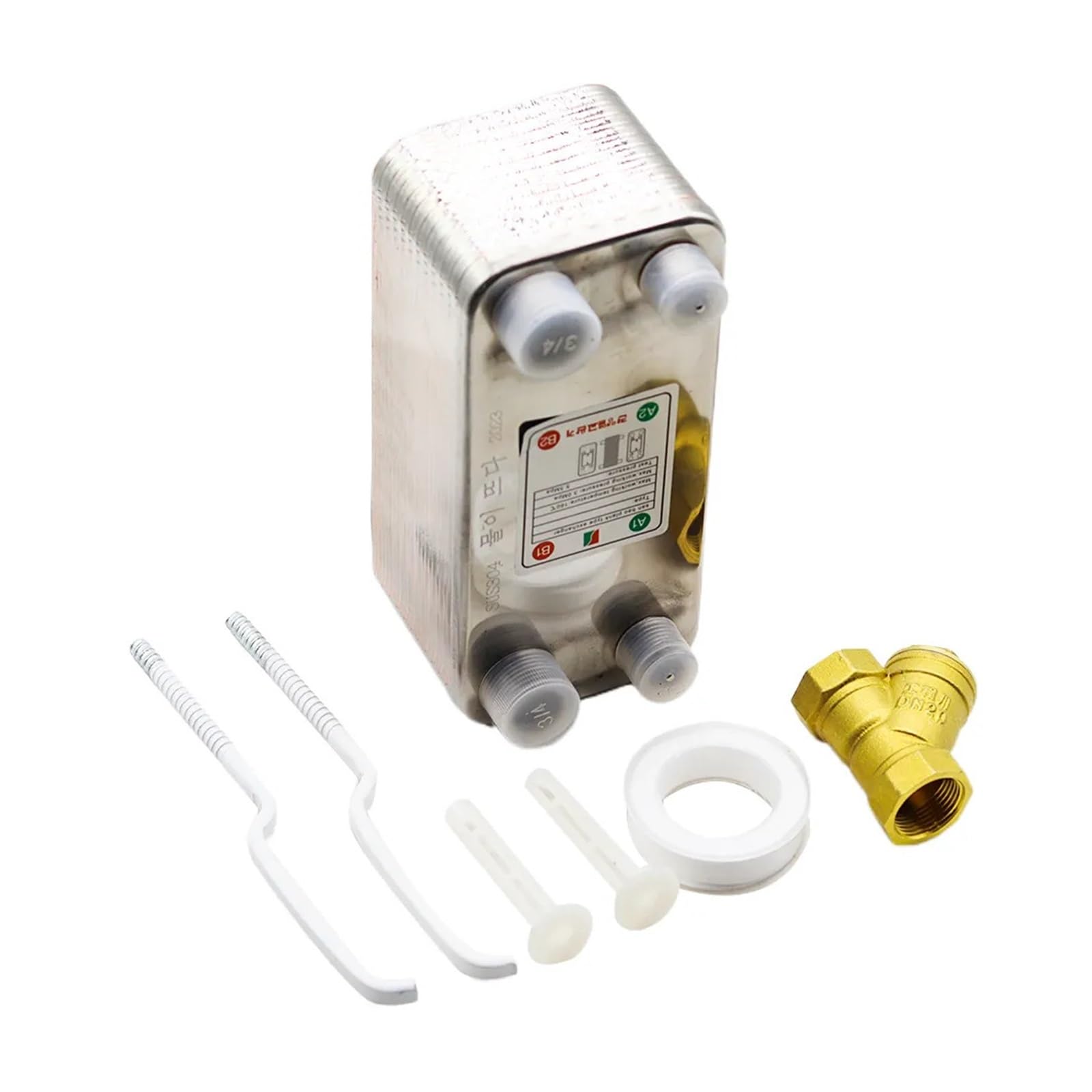 Intercambiador de Calor, Enfriador De Mosto Cerveza, Intercambiador Calor 24 Placas, Acero Inoxidable SUS 304 For Casera(3l4 Inch BSPT)