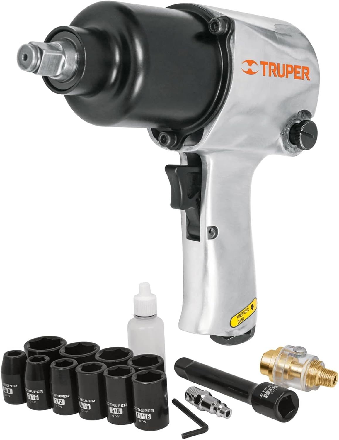 Truper Pneumatic impact wrench, industrial, 1/2 'kit