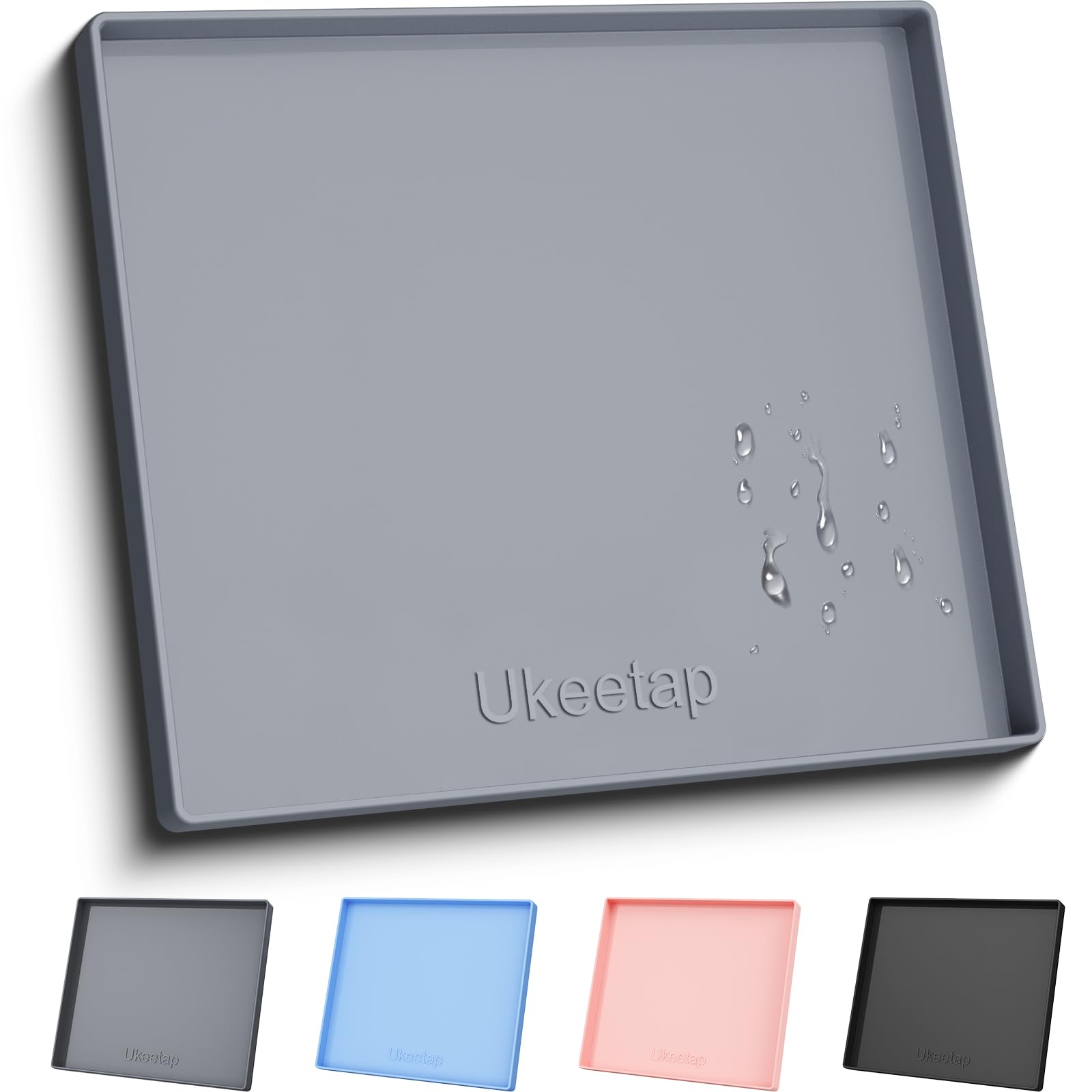 Photo 1 of ukeetap 22" x 19" Extra Thick Silicone Mat Waterproof with Raised Edge, Under Sink Mat for Kitchen & Bathroom, Kitchen Cabinet Liner, Multi-Purpose for Storage & Protection, Gray