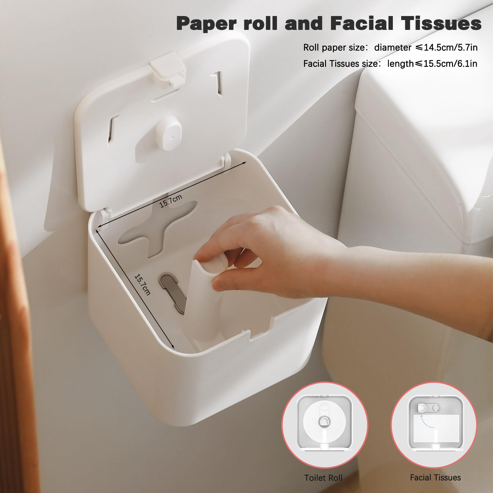 Colist Toilet Paper Holder Self Adhesive, with Cover, Cat Proof, Waterproof — Amazon image 4