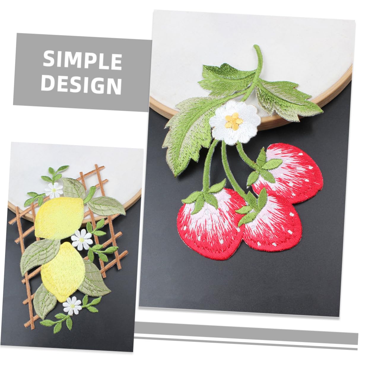 Housoutil 4 Set Toppe Ricamate Per Cucire Patches Per Riparazione Abbigliamento Frutta Fragola Per Giubbotti E Vestiti Facili Da Usare E Versatili 3 Pezzi*4