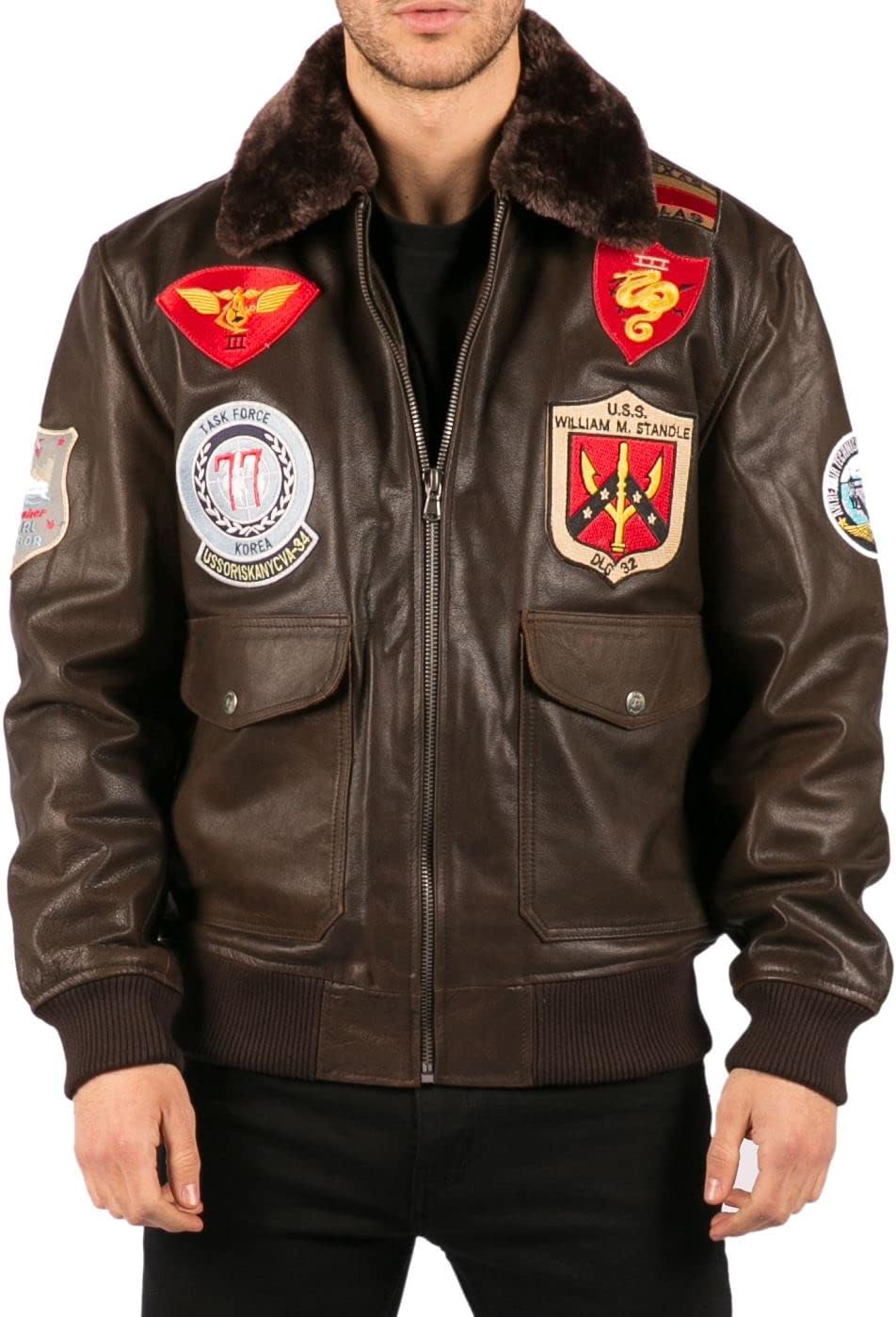 Men's Bomber Jacket Outwear Windproof Winter US Aviator Air Force Pilot Flying Real Leather Jackets Coat
