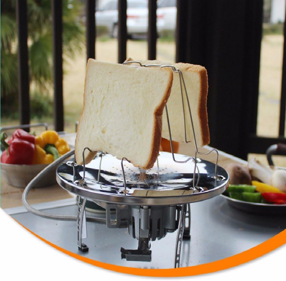 4-Slice Stainless Steel Camping Toaster, Foldable Camp Stove Bread Rack
