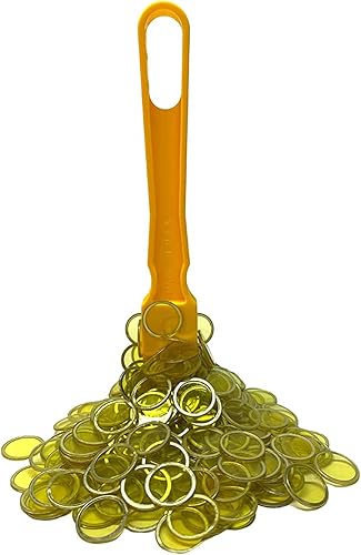 MR CHIPS Varita magnética de bingo hecha en Estados Unidos y chips de plástico amarillo de  pulgadas con anillos de metal, 200 piezas mejoradas