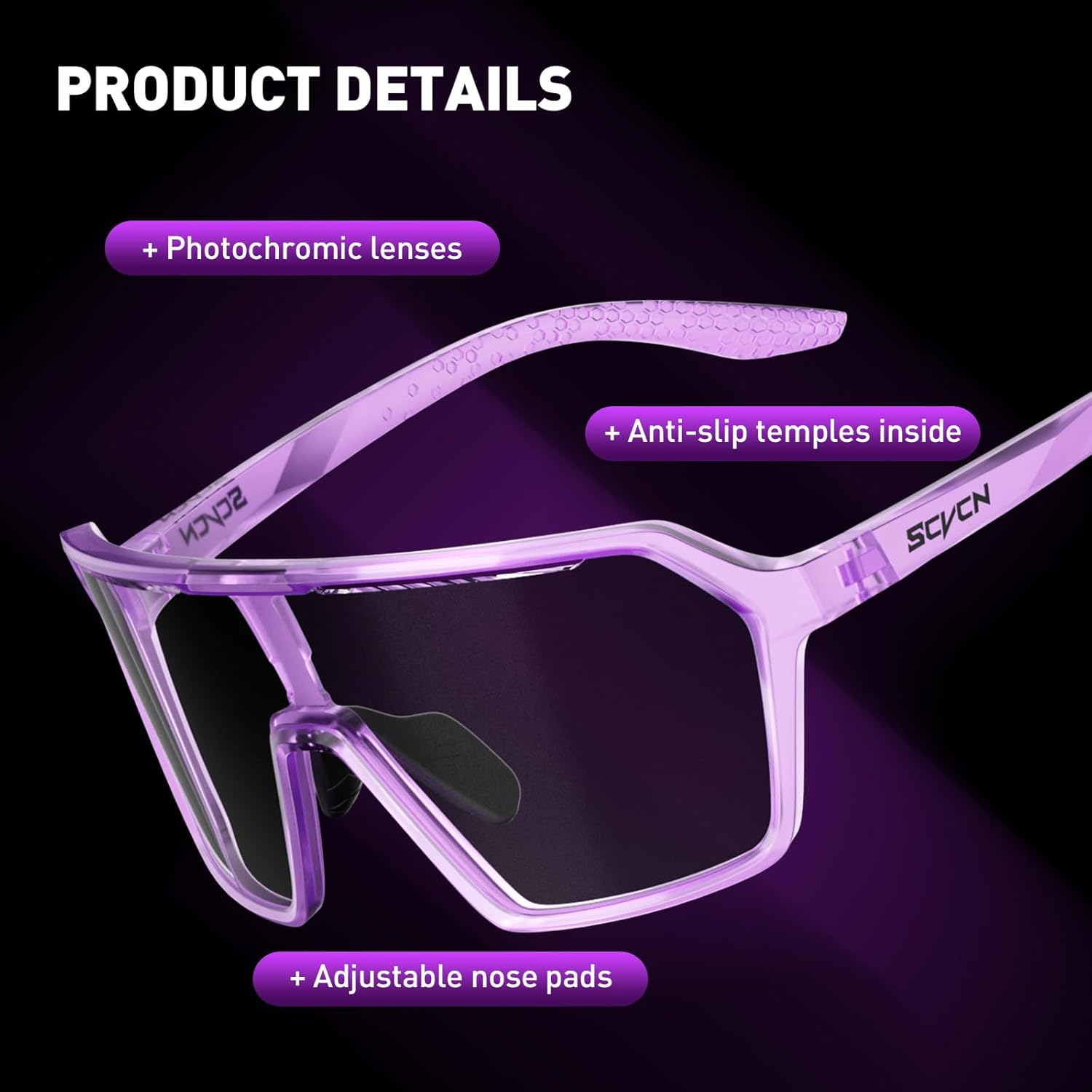 SCVCN Photochromic Cycling Glasses Sport Sunglasses Clear MTB Men Women BMX Running Driving S335 - Image 5