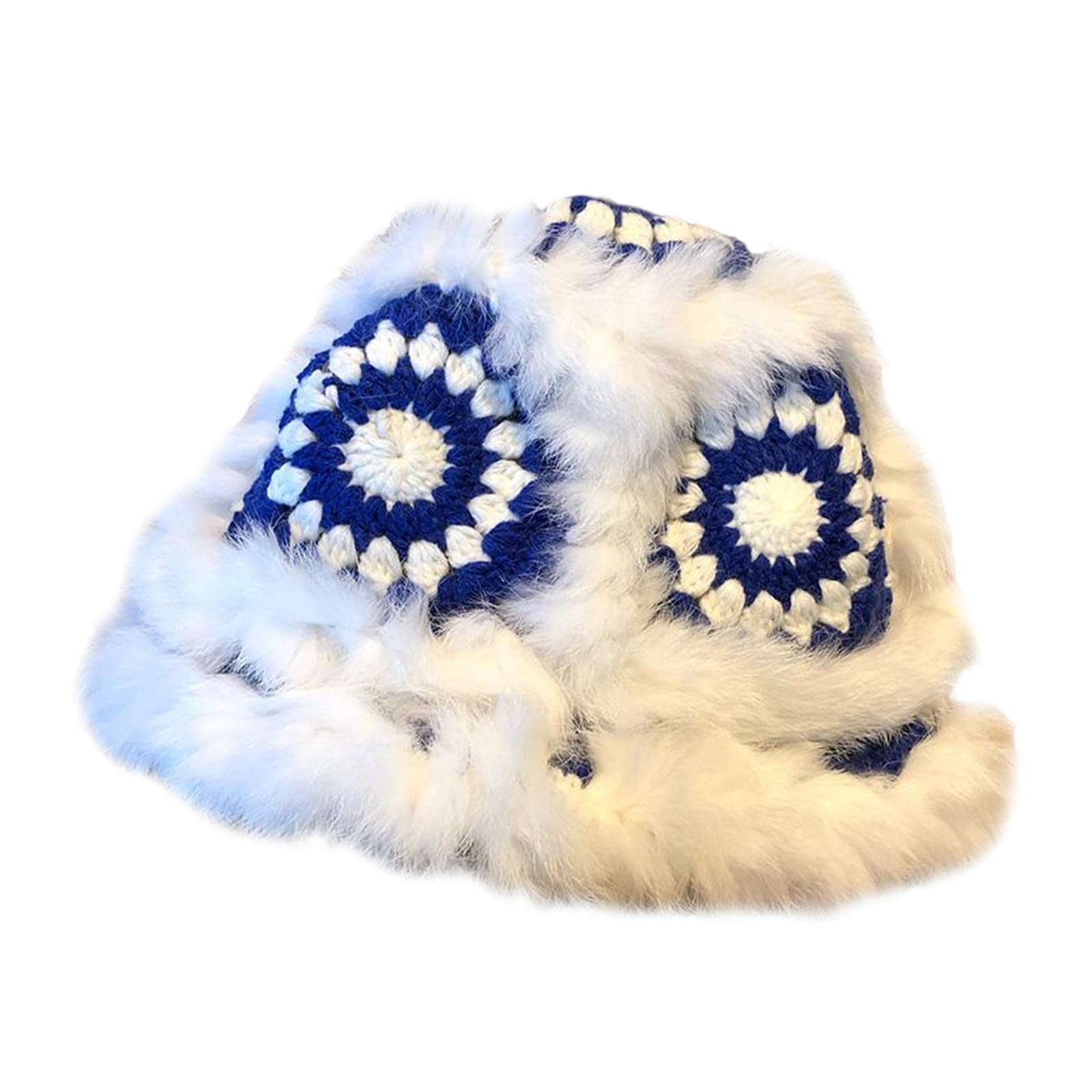 Faux Plush Bucket Hat Furry Cute Fisherman Hat Plush for Teen Girls Blue White|Clothing, Shoes & Accessories | Womens Accessories | Hats-image-24