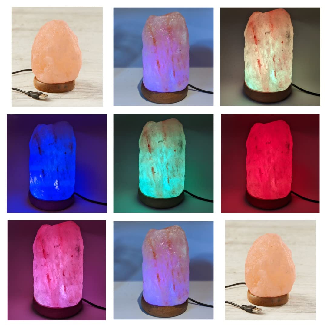 Terrapin Trading Fair Trade Pakistan Himalayan USB Colour Changing Himalayan Salt lamp, 8x8x10cm
