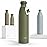 LARS NYSM Stainless Steel Insulated Water Bottle 12oz 17oz 25oz 34oz 51oz | Insulated Thermo Flask for Hot and Cold Beverages | Leakproof Drinking Bottle (Olive Green, 25.4oz)
