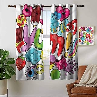 N / A Cortinas opacas Kawaii, paletas de helado, caramelos, cortinas opacas que oscurecen la habitación aislante para el dormitorio