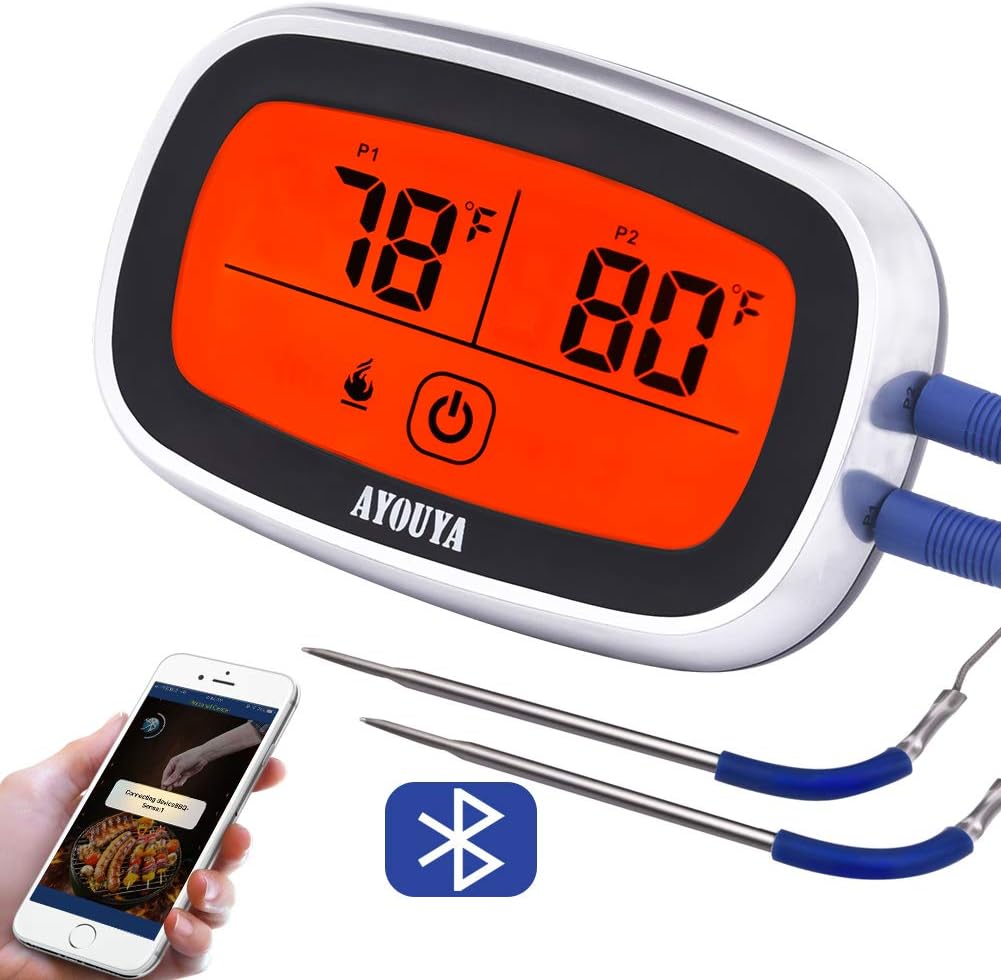 Meat Thermometer Digital Thermometer Bluetooth Wireless Dual Probe APP Control, Kitchen Cooking Thermometer with Instant Read, Long Probe, Best for Food, Meat, Grill, BBQ, Milk, and Water