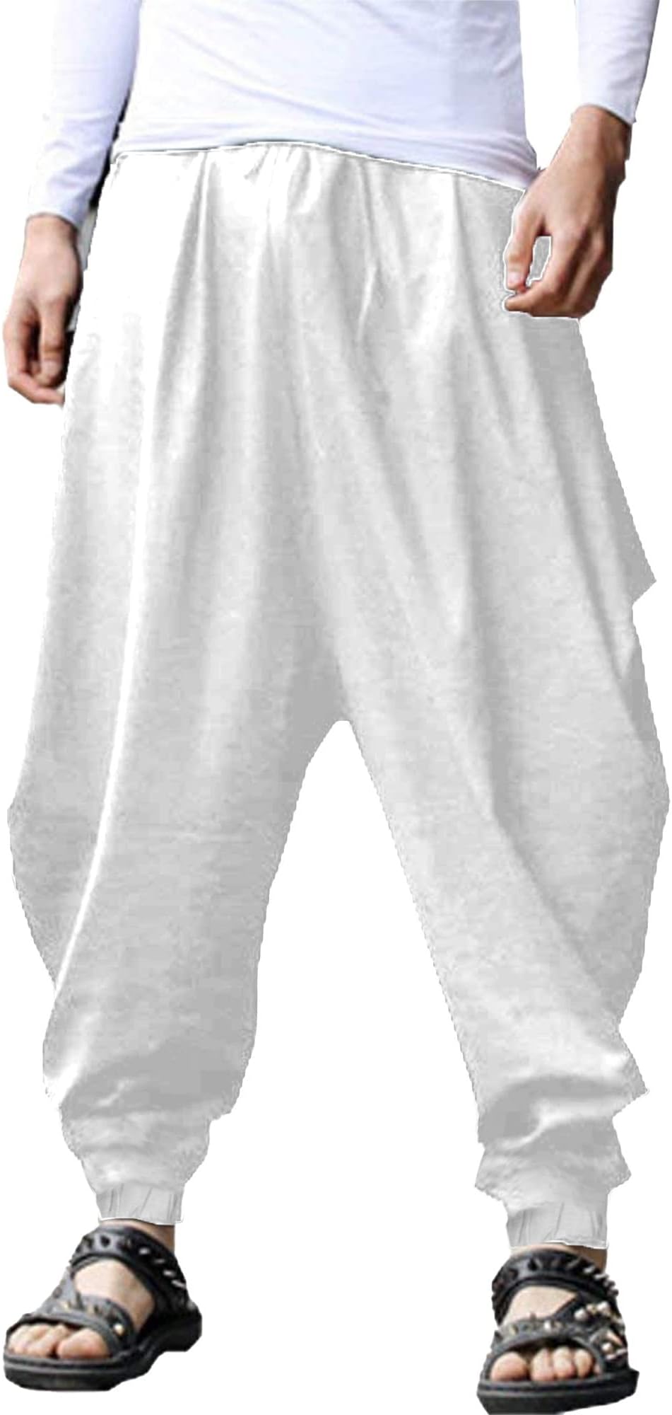 Men's Cotton Linen Trousers Baggy Casual Harem Pants Wide Leg Kidoriman Pants Drawstring Pirate Costume Hippie Clothes