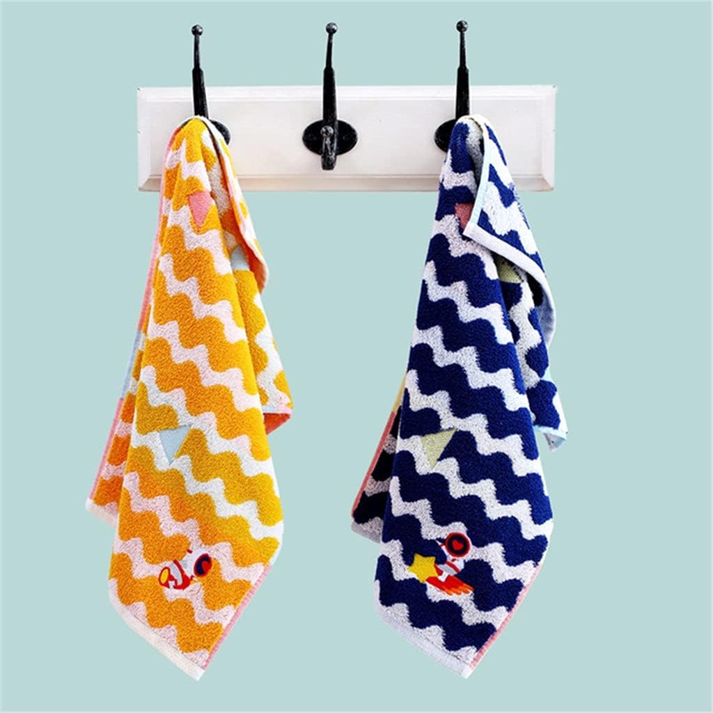 Pure Cotton Children's Towel Soft and Household Face Wash Absorbent Small Towel Embroidery (Color : A, Size : 2pcs 50 * 26cm)(A 2pcs 50 * 26cm)