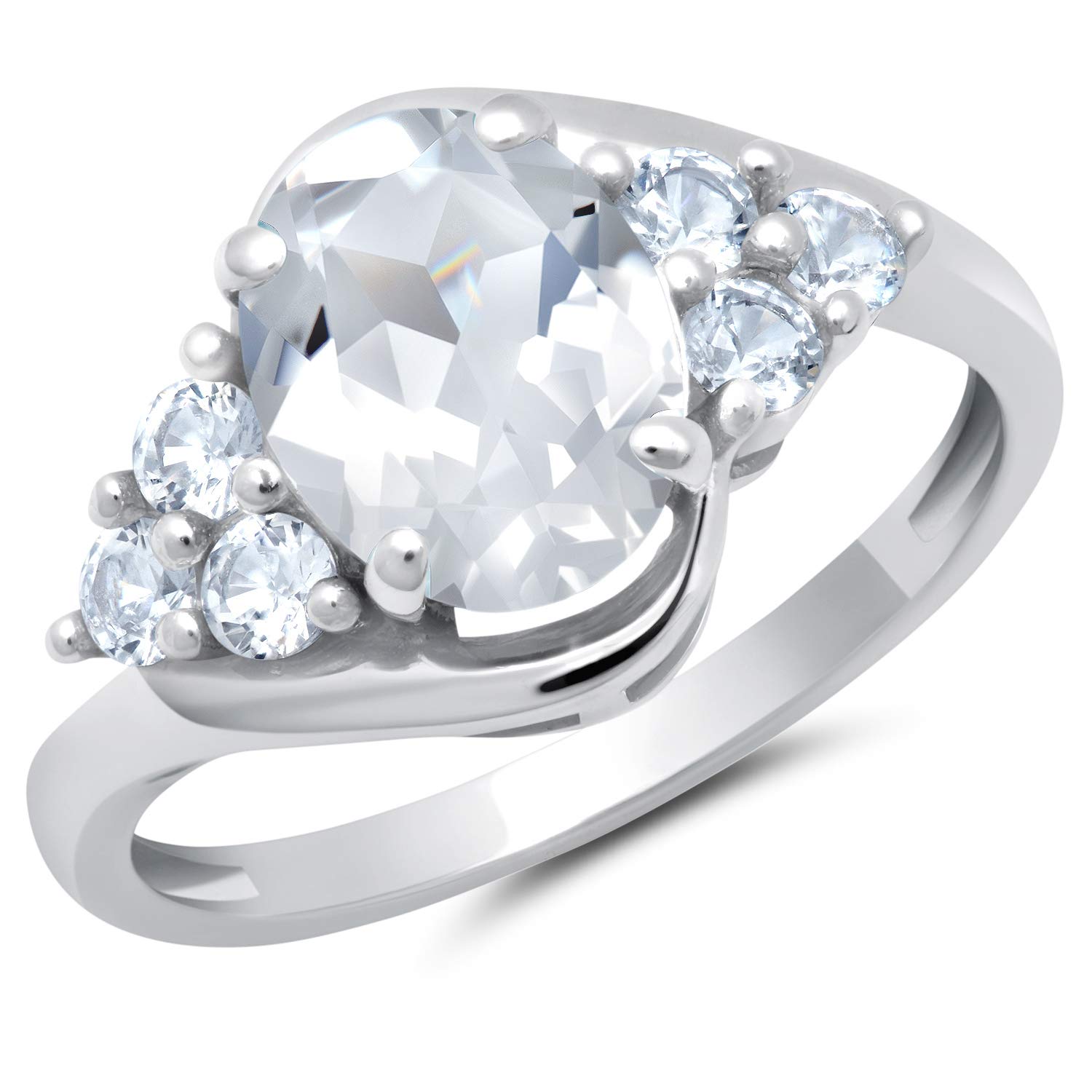 Solid 10K Yellow or White Gold Oval Cut Created White Sapphire September Birthstone Ring