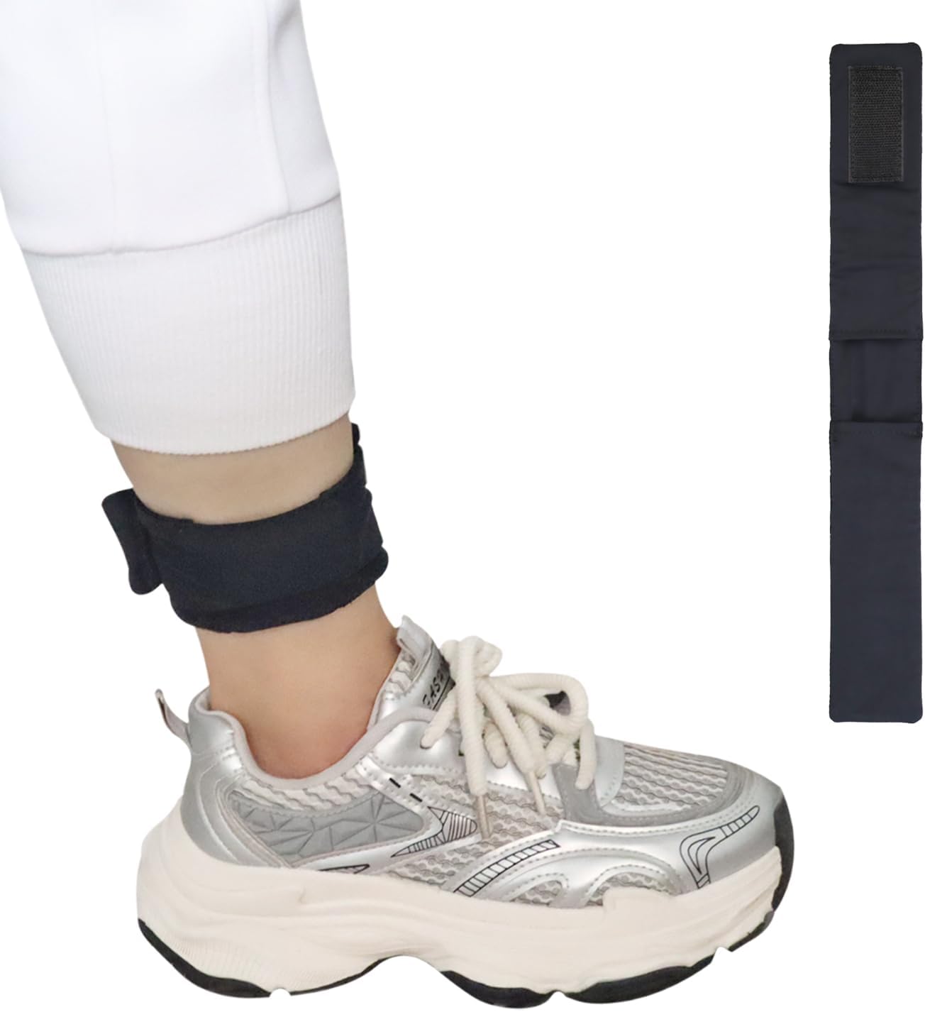 Ankle Straps for Fitness Trackers No Removal Needed Fitness Tracker Ankle Band Adjustment Ankle Wear Band Compatible with Fitbit for Men and Women (Black, Wide)