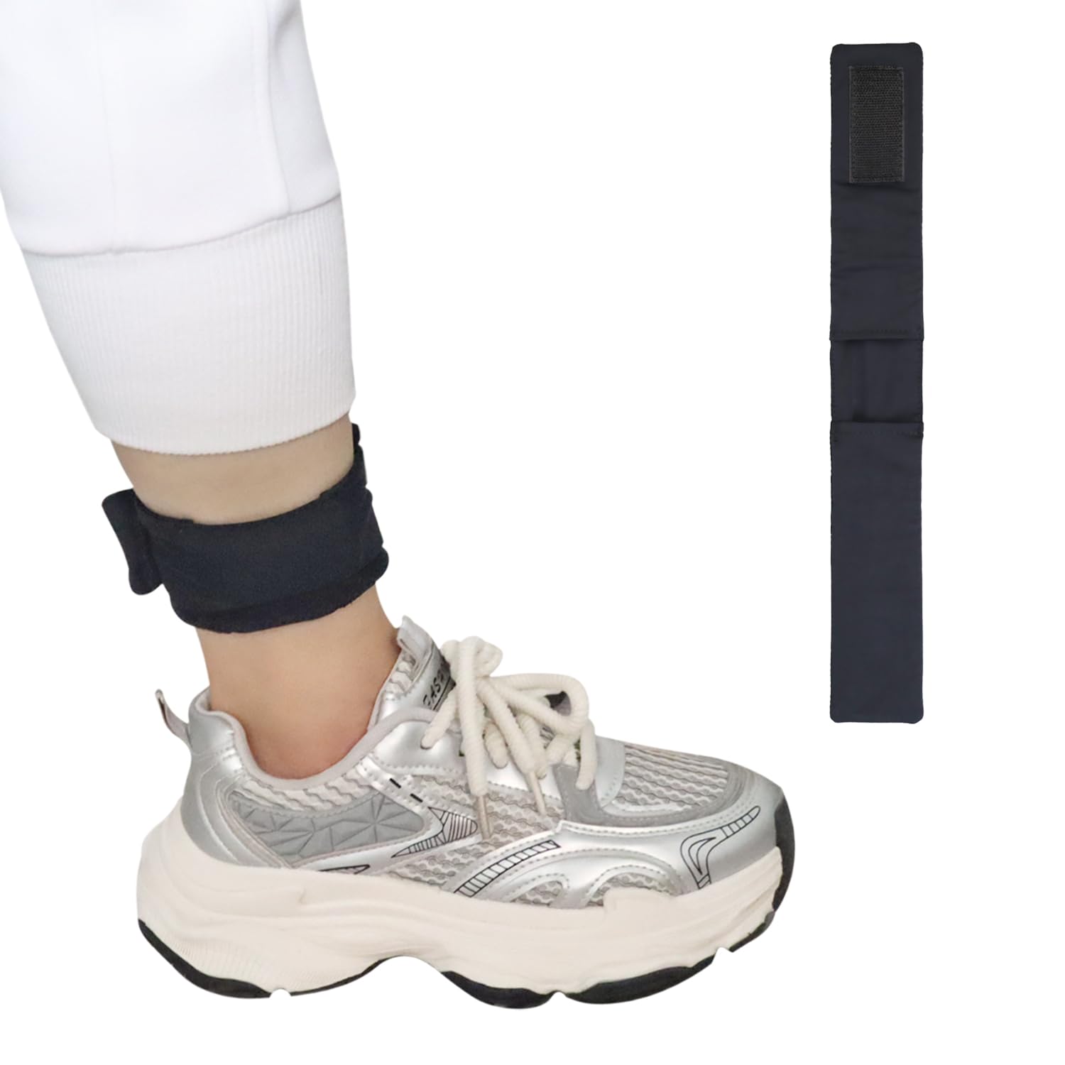 Ankle Straps for Fitness Trackers No Removal Needed Fitness Tracker Ankle Band Adjustment Ankle Wear Band Compatible with Fitbit for Men and Women (Black, Wide)