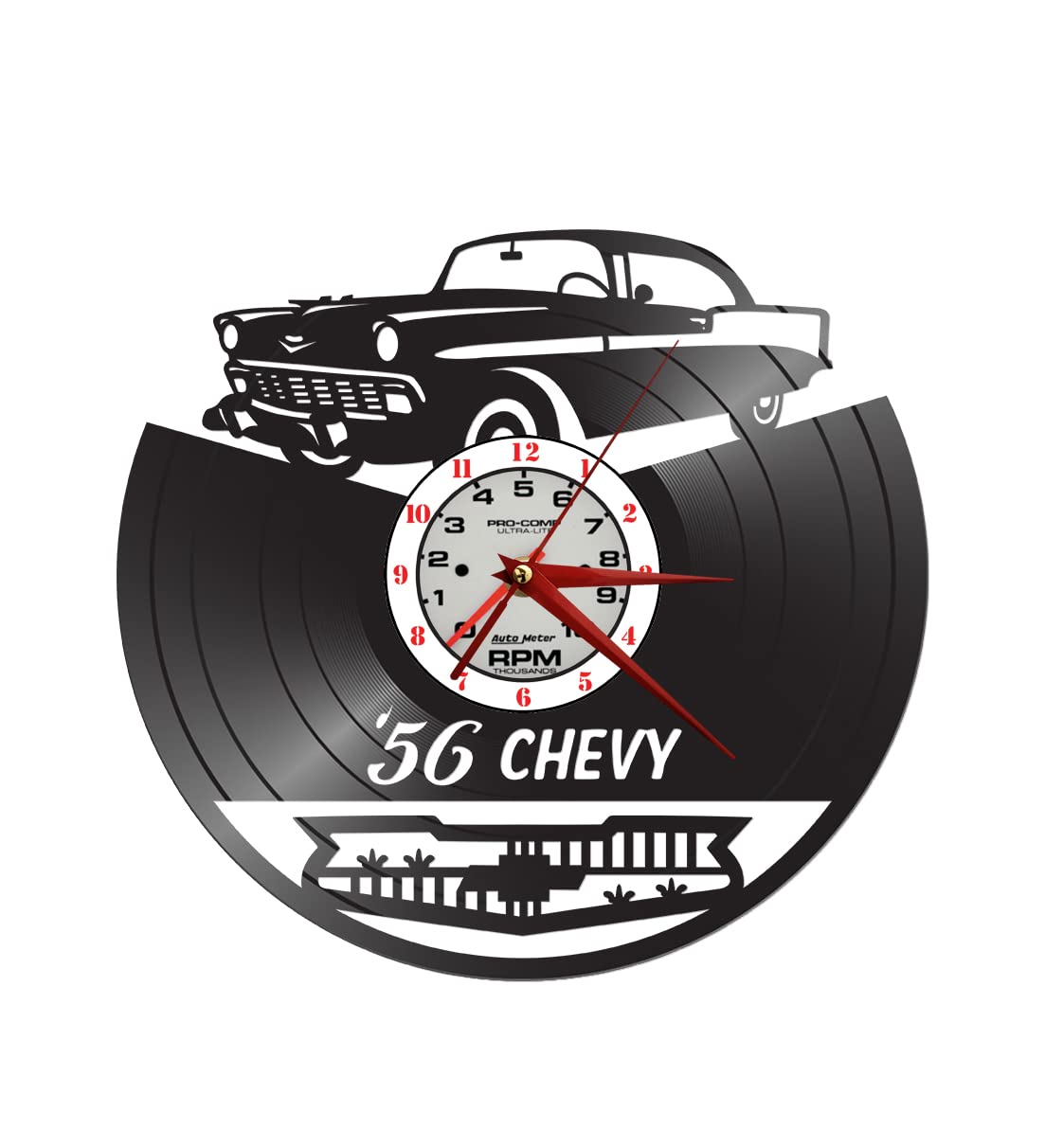 Vinyl Record Clock 56 Chevy - Records for Wall - Classic car Clock