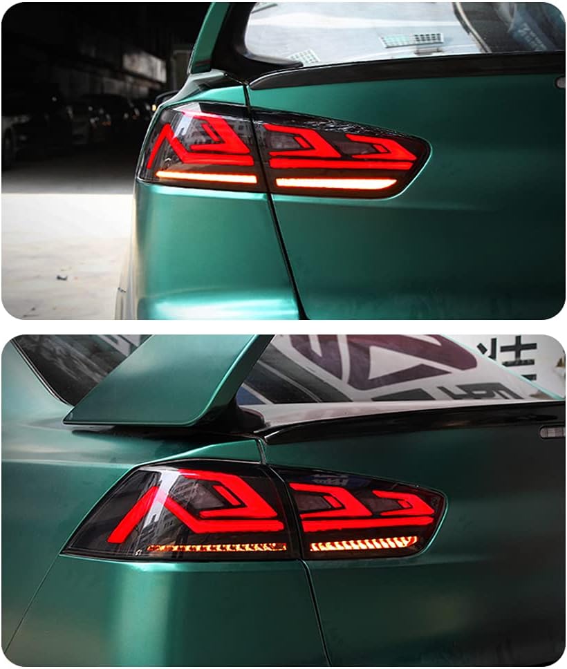 inginuity time LED Tail Lights For Mitsubishi Lancer & Lancer EVO 2008-2017 With Start Up Animation DRL Brake Sequential Turn Signal Rear Lamps Assembly (Smoke)