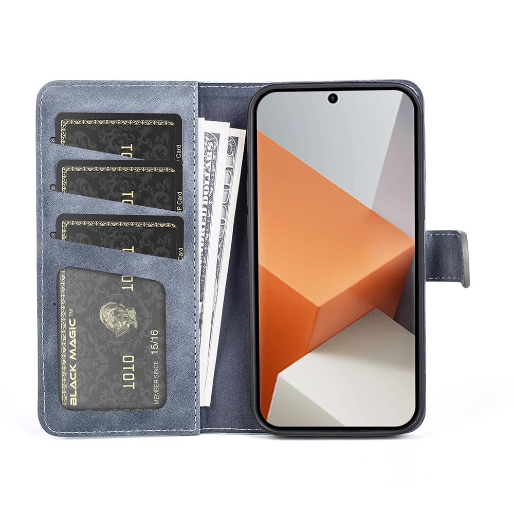 Leacckl Cover per Xiaomi Redmi Note 13 5G (Non per 4G), Custodia a portafoglio in Pelle PU Premium [Magnetica a Scatto] [Funzione Stand] per Xiaomi Redmi Note 13 5G, Cachi