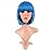 MapofBeauty 12 Inch /30 cm Fashion Lady Short Straight Synthetic Flat Bangs Bob Wig (Mixed Vivid Blue)