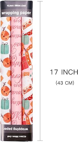 Miniatura 2 de LeZakaa Rollo de papel de regalo de Navidad, mini rollo, letras de Papá Noel, renosaludos de Navidad para envoltura de regalo, manualidades de